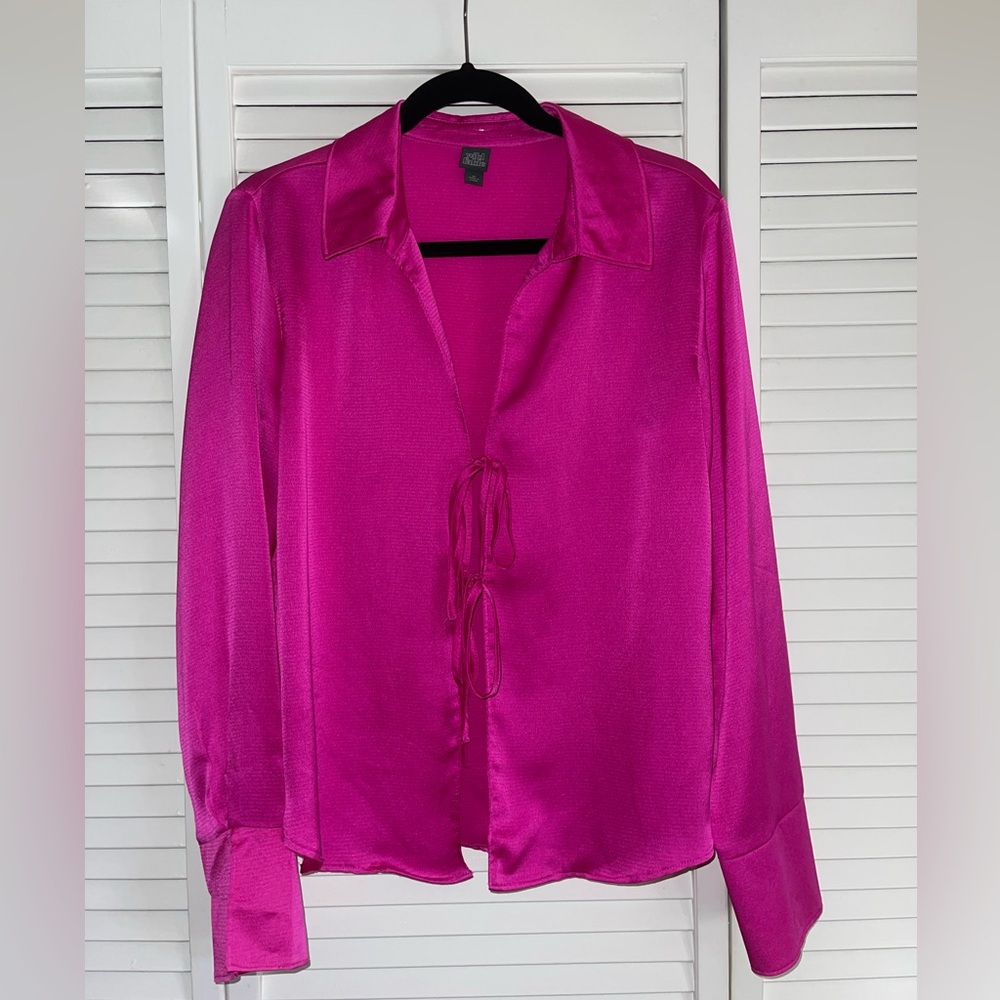 Wild Fable Vibrant Pink Satin Blouse